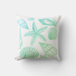 Almofada Shell de Praia do Ombre Branco Verde Azul de Seash