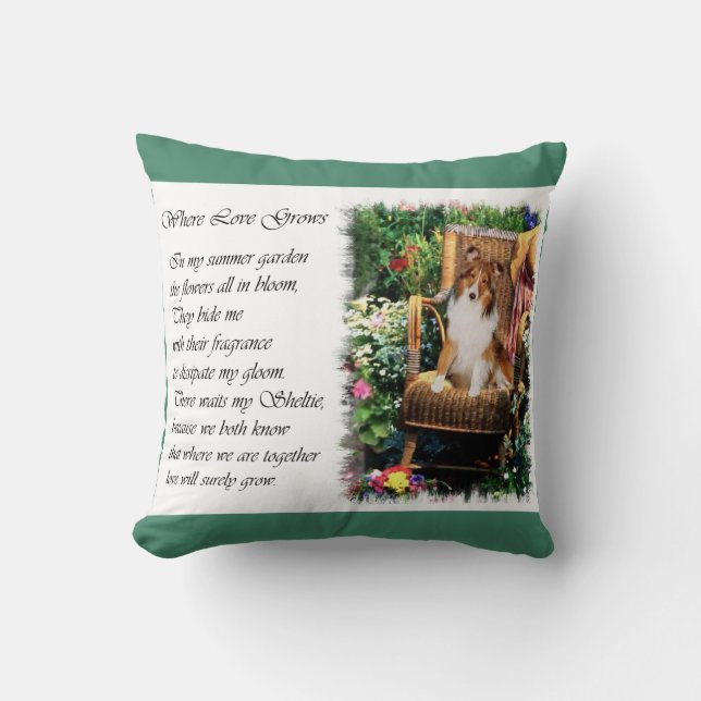Almofada Sheltie Art Gifts Summer Garden (Frente)