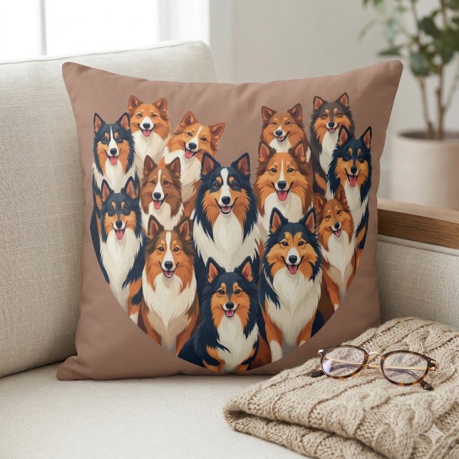 Almofada Sheltie Heart Illustration Cute Shetland Sheepdog (Sheltie Heart Illustration Cute Shetland Sheepdog Throw Pillow Mockup A)