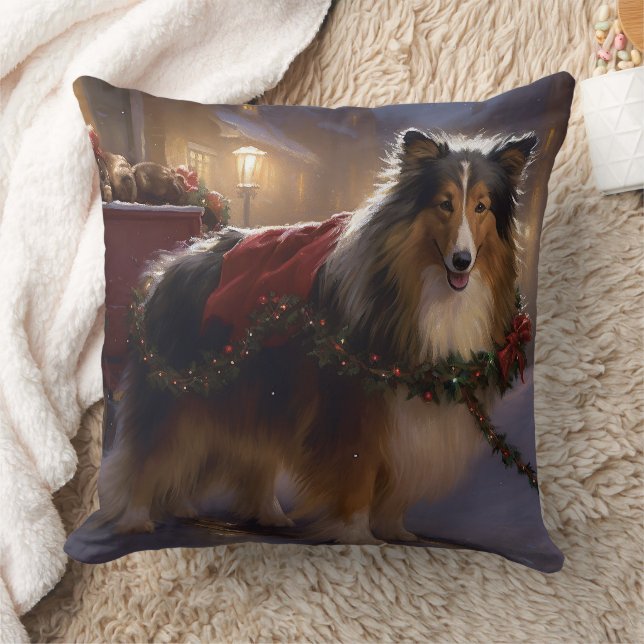 Almofada Shetland Sheepdog Christmas Fesason Season (Cobertor)