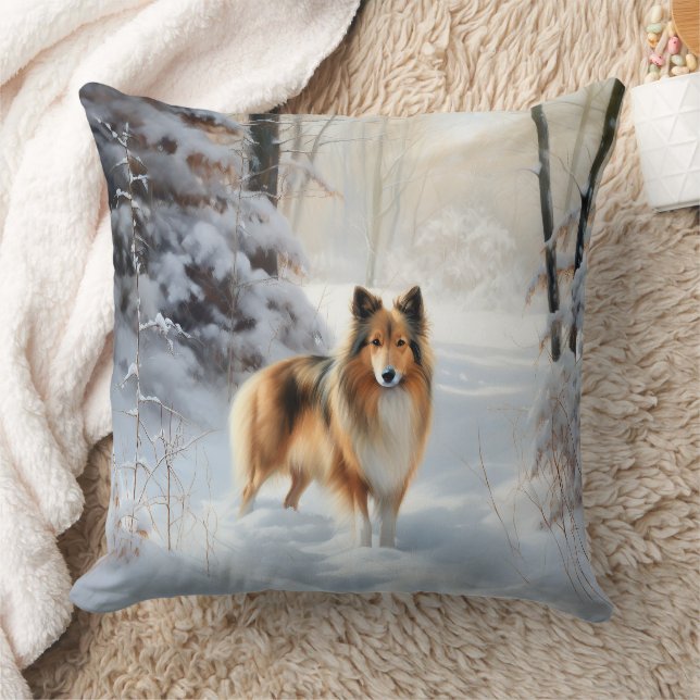 Almofada Shetland Sheepdog Deixe Nevar Natal (Cobertor)