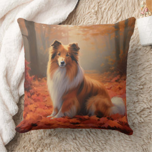 Almofada Shetland Sheepdog no outono deixa cair inspiração