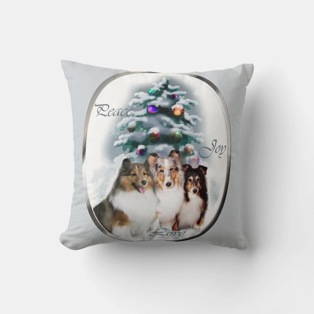 Almofada Shetland Sheepdog Sheltie Christmas (Frente)