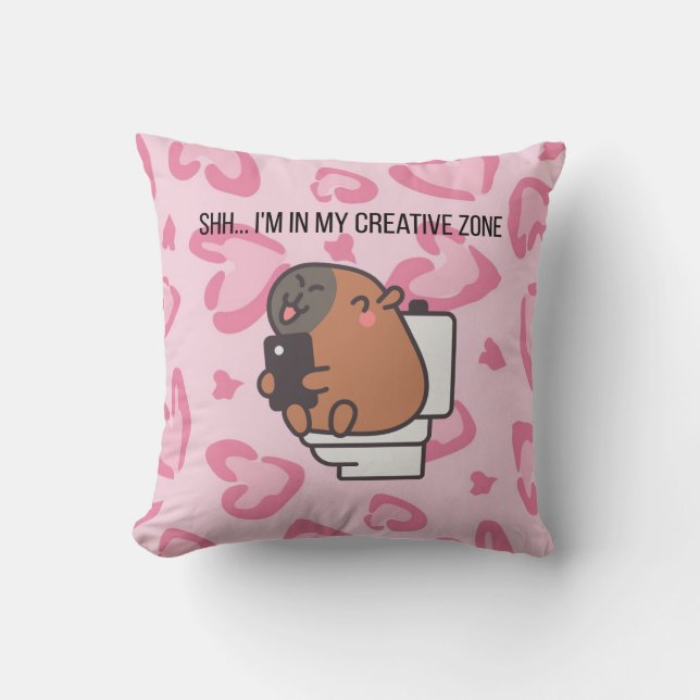 Almofada Shh… I’m in My Creative Zone | Funny Capybara Deco (Frente)