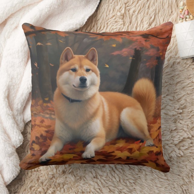 Almofada Shib Inu no Outono Folhas Caem Inspirar  (Cobertor)