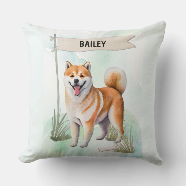 Almofada Shiba Inu Watercolor Personalized Dog (Frente)
