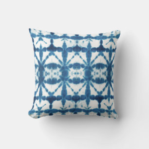 Almofada Shibori Azul Índigo Tie Dye Abstrato
