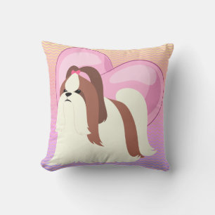 Almofada Shih Tzu e Coração Rosa