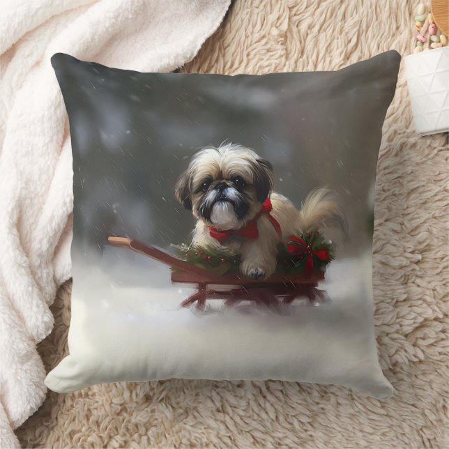 Almofada Shih Tzu Natal neve inverno (Cobertor)