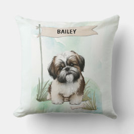 Almofada Shih Tzu Watercolor Personalized Dog