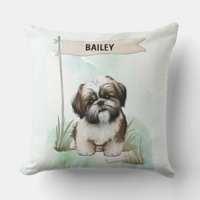 Almofada Shih Tzu Watercolor Personalized Dog (Frente)