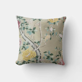 Almofada Shimmering Chinoiserie Floral em Champanhe Dourado