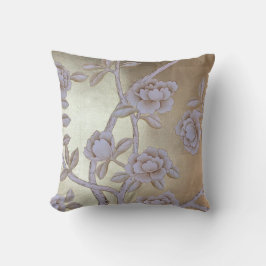 Almofada Shimmering Ouro Chinoiserie com Rosas Sentindo