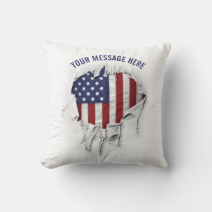 Almofada Shredded, Ripped and Torn American Flag Throw Pill