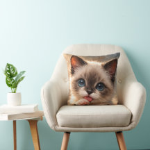 Siamês de olhos azuis, gatinho lambendo a pata