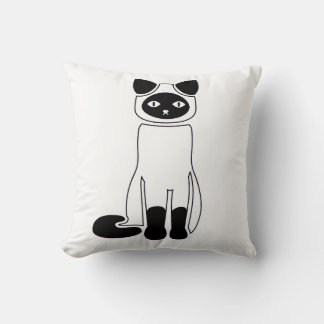 Almofada Siamese Cat White Pillow – Minimalist Cat Accent