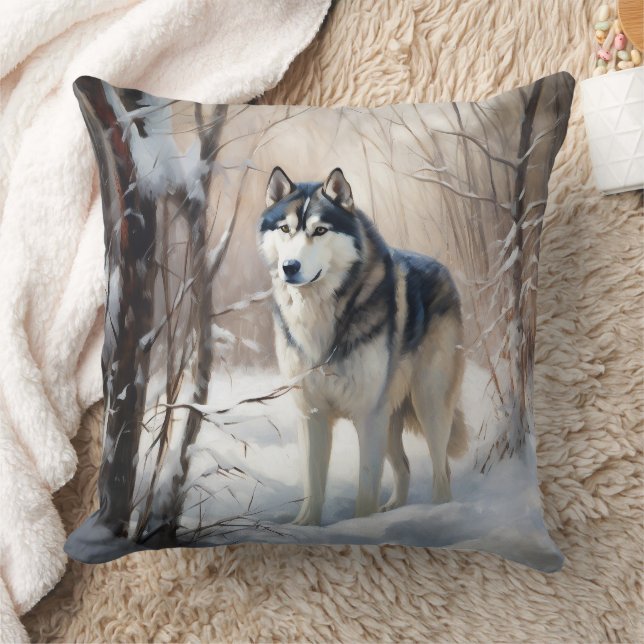 Almofada Siberian Husky Deixe-o nevar no Natal (Cobertor)