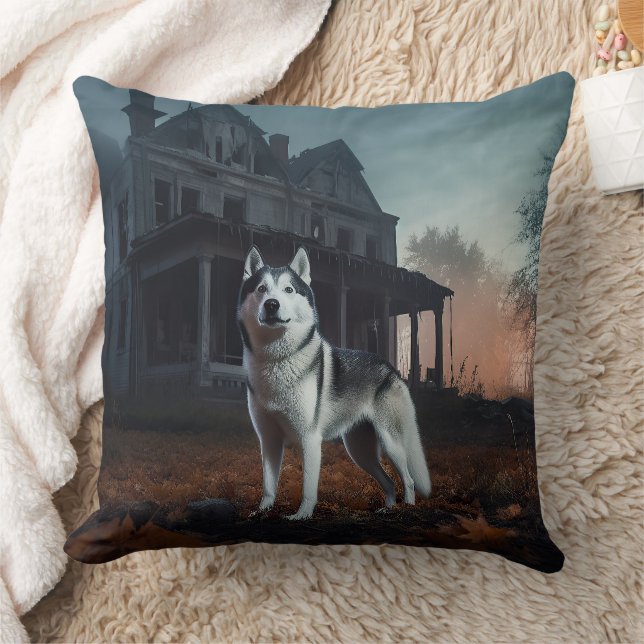Almofada Siberian Husky Dia das Bruxas Assustador (Cobertor)