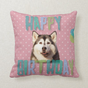 Almofada Siberian Husky Dog Happy Birday