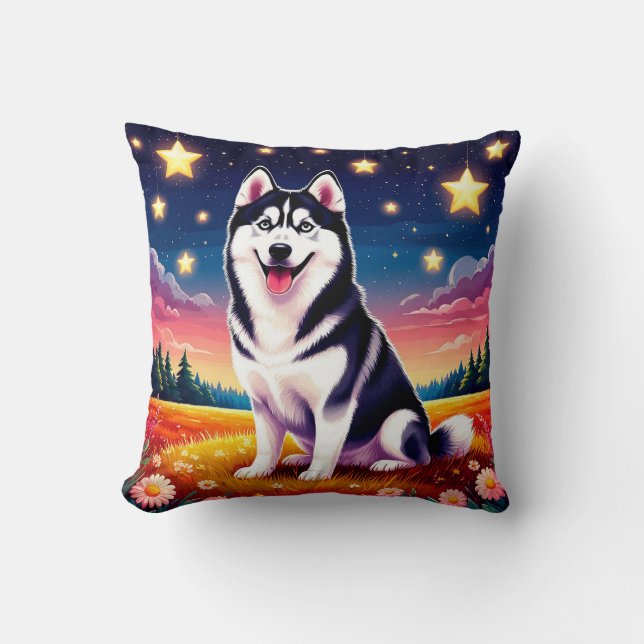 Almofada Siberiano Husky brincalhão (Frente)