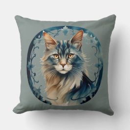 Almofada Sibirische Katze - Runde Farbillustration