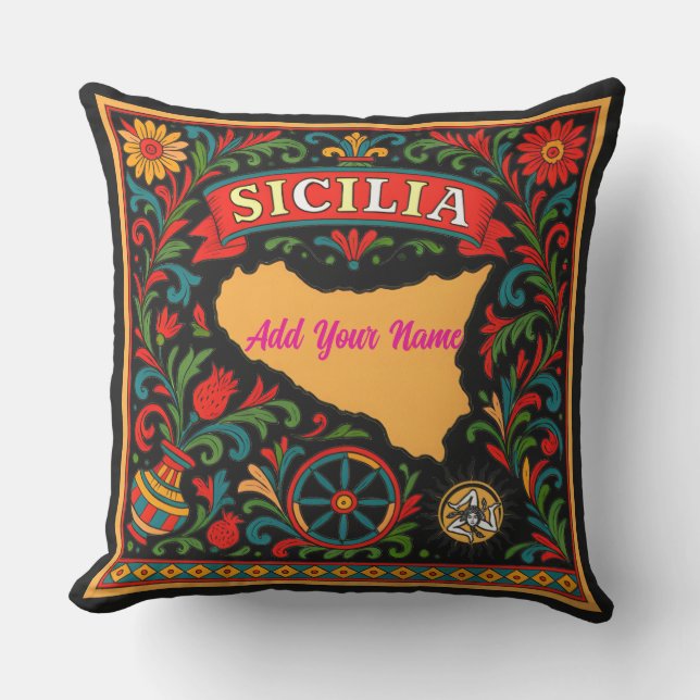 Almofada Sicilia Sicilian Design Tile (customize with name) (Frente)