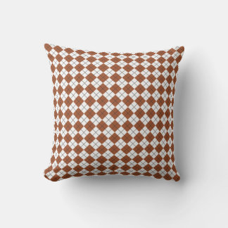 Almofada Sienna Brown e White Checkered Argyle Padrão