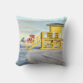 Almofada Siesta Key Beach Lifeguard Towers Pillow