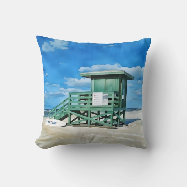 Almofada Siesta Key Green LifeGuard Tower Pillow (Frente)