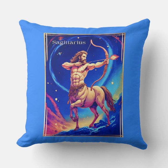 Almofada Signo Zodiacal Sagitário como o Arqueiro Celestial (Frente)