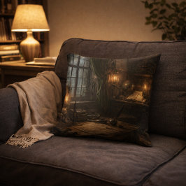 Almofada Silent Cabin — Pirate Ship Interior Throw Pillow