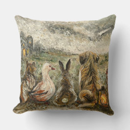 Almofada Silent Watching Whimsical Farmhouse Animals 