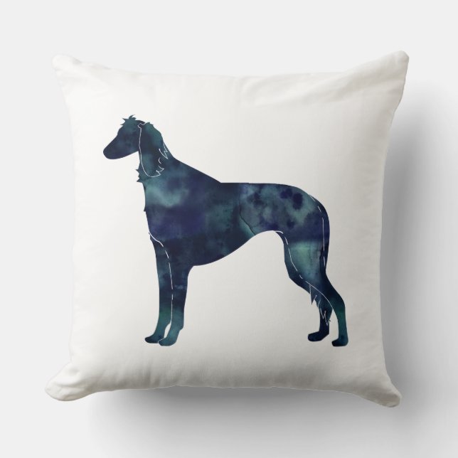 Almofada Silhouette Black Watercolor Saluki (Frente)