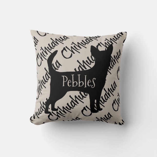 Almofada Silhouette de cachorro Chihuahua personalizado (Frente)