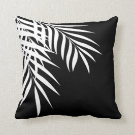 Almofada Silhueta | da palmeira da praia preto & branco