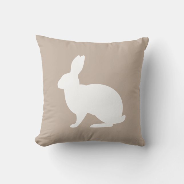 Almofada Silhueta de Coelho Branco em Estilo Beige de Pásco (Frente)