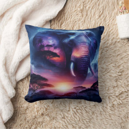 Almofada Silhueta de Elefante ao Pôr do Sol