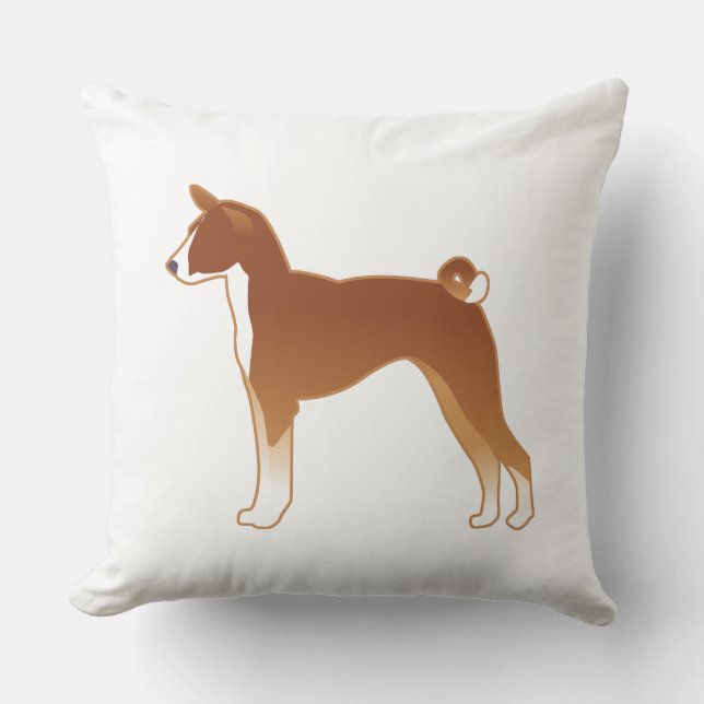 Almofada Silhueta de Ilustração de Cachorro Basenji (Frente)