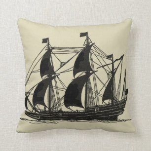 Almofada Silhueta de navio com velas para barrar