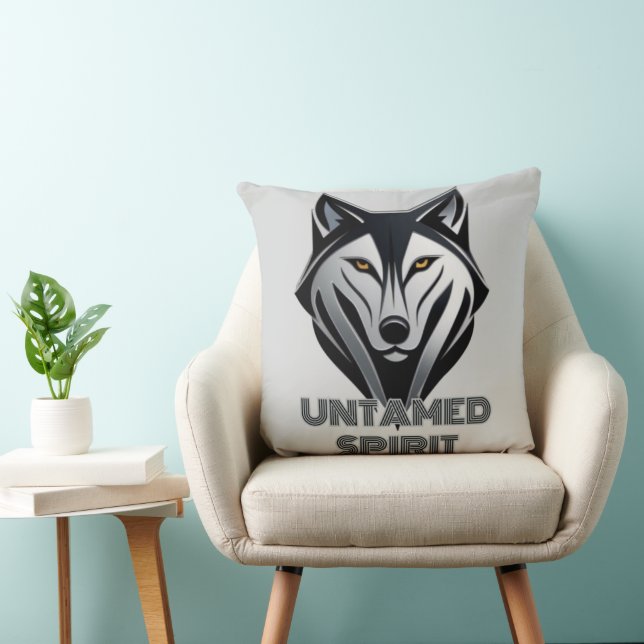 Almofada Silhueta do lobo monocromático em um estilo Abstra (Cadeira)