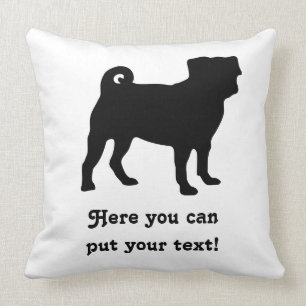 Almofada Silhueta preta do Pug - design simples do vetor