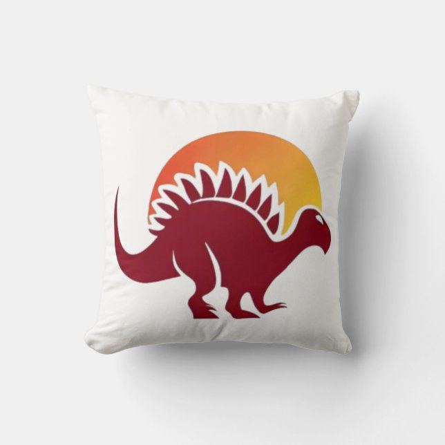 Almofada Silhueta Sunset Red Stegosaurus (Frente)