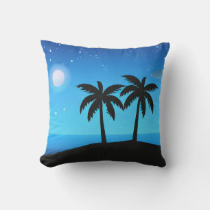 Almofada Silhueta tropical com lua e estrelas