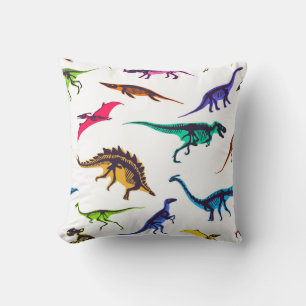 Almofada Silhuetas de dinossauro: padrão de esboço vintage.