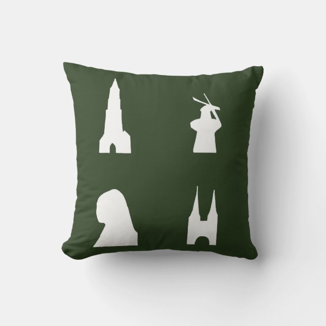 Almofada Silhuette delft em verde (Frente)