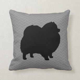 Almofada Silhuette Pomerânia Preta Cinza Herringbone