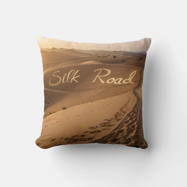 Almofada Silk Road Desert Landscape Typography Art (Frente)