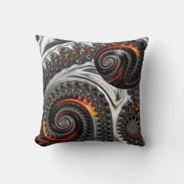 Almofada Silver e Orange Mandelbrot com Esfera