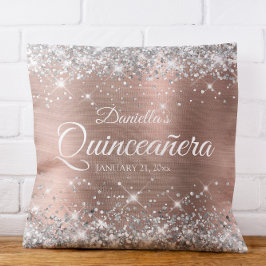 Almofada Silver Glitter Rosa Gold Foil Quinceañera