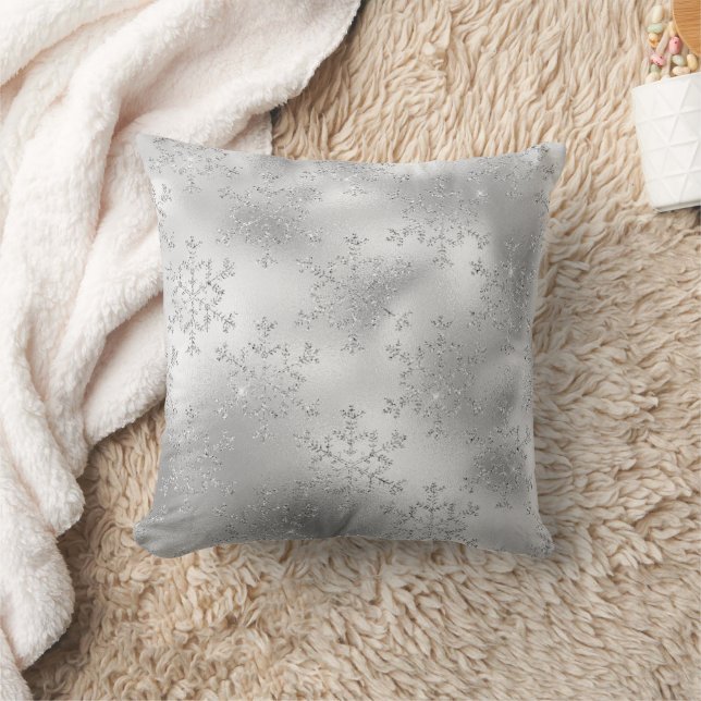 Almofada Silver Glitzy Snowflakes (Cobertor)
